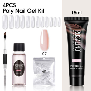 ROSALIND 15ML Poly Nail Gel Kit For Building Semi Permanent Nail Extension Gel All For Manicure Professional Nail Art Set Of Tools